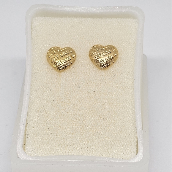 brox Jewelry - 10K YELLOW GOLD  HEART STUD EARRINGS